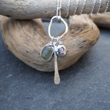 Sea Glass Molten Silver Cluster Necklace
