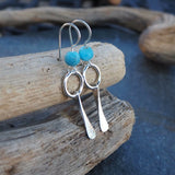 Frosted Apatite Dangle Hoop Earrings