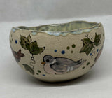 Handmade Stoneware Ceramic Bowl - Illustrated with Birds