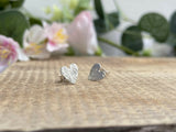 Silver Tree Bark Heart Stud Earrings by Curious Magpie Jewellery