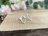 Silver Navette Stud Earrings by Curious Magpie Jewellery 1