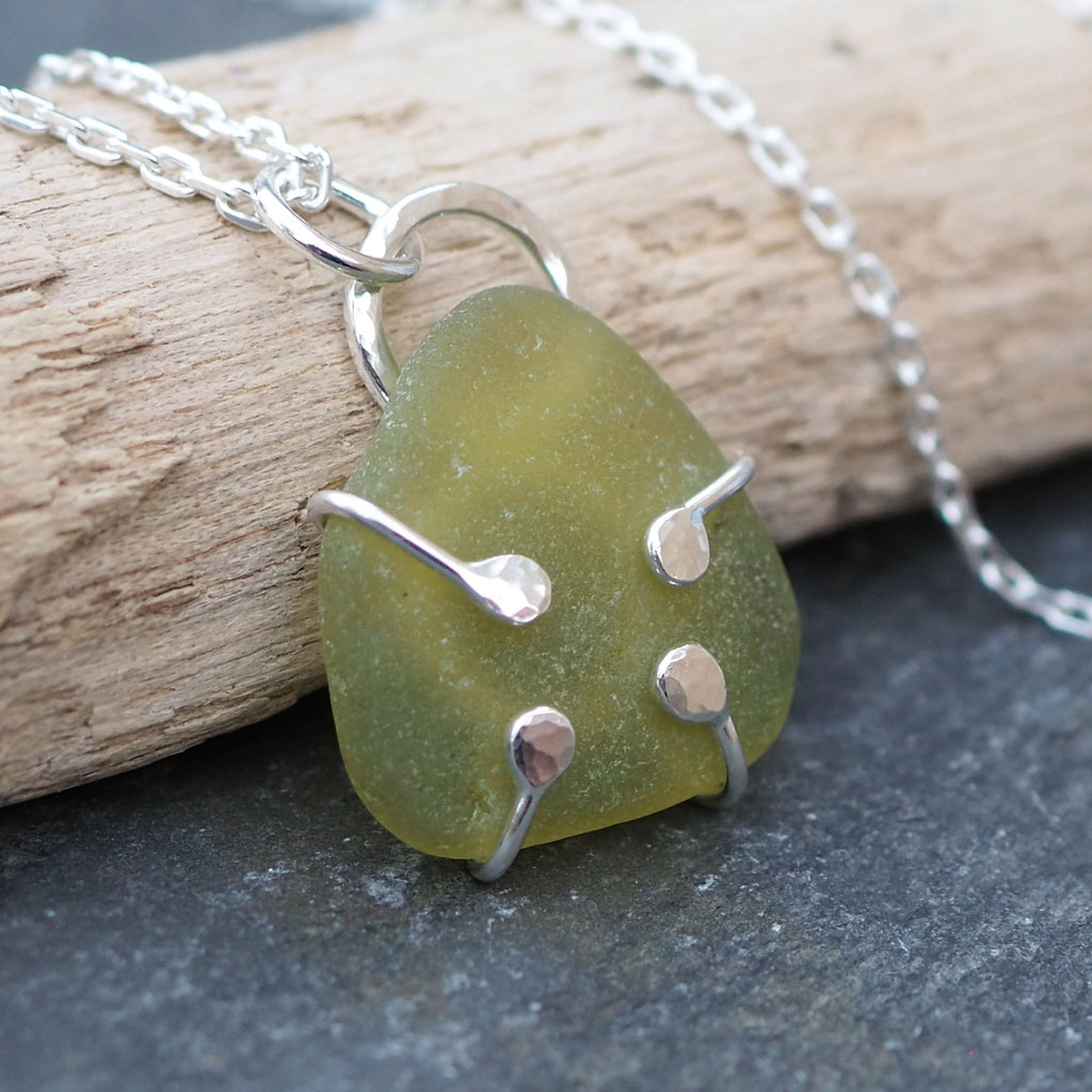 The Hug - Sterling Silver Sea Glass Pendant Necklace
