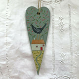 Berry and Blackbird - Wooden Hanging Decoration