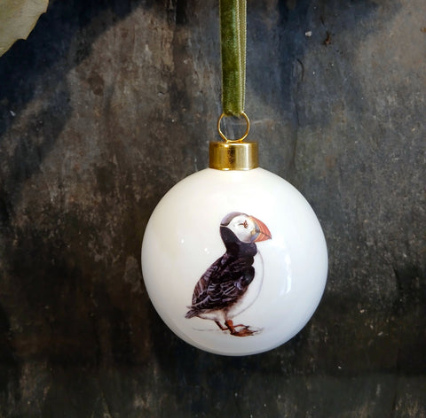 Puffin Bauble Decoration - Fine China