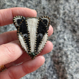 Hand Felted Badger Brooch With Zip Edge Detail