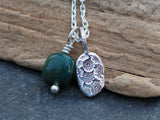 Double Pendant Necklace - Daisies and Green Moss