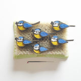Hand Felted Blue Tit Pin Badge With Zip Edge Detail