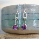 Amethyst & Silver Dangle Drop Earrings