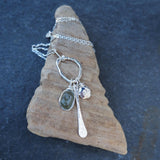 Sea Glass Molten Silver Cluster Necklace