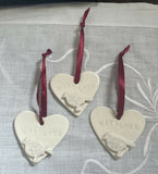 Christmas Decorations, Hearts and Robins - Handmade Ceramic