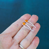 Silver and Amber Arc Stud Earrings