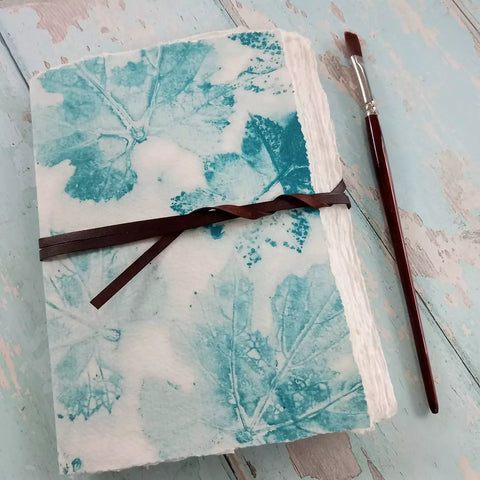 Teal Eco Leaf Print