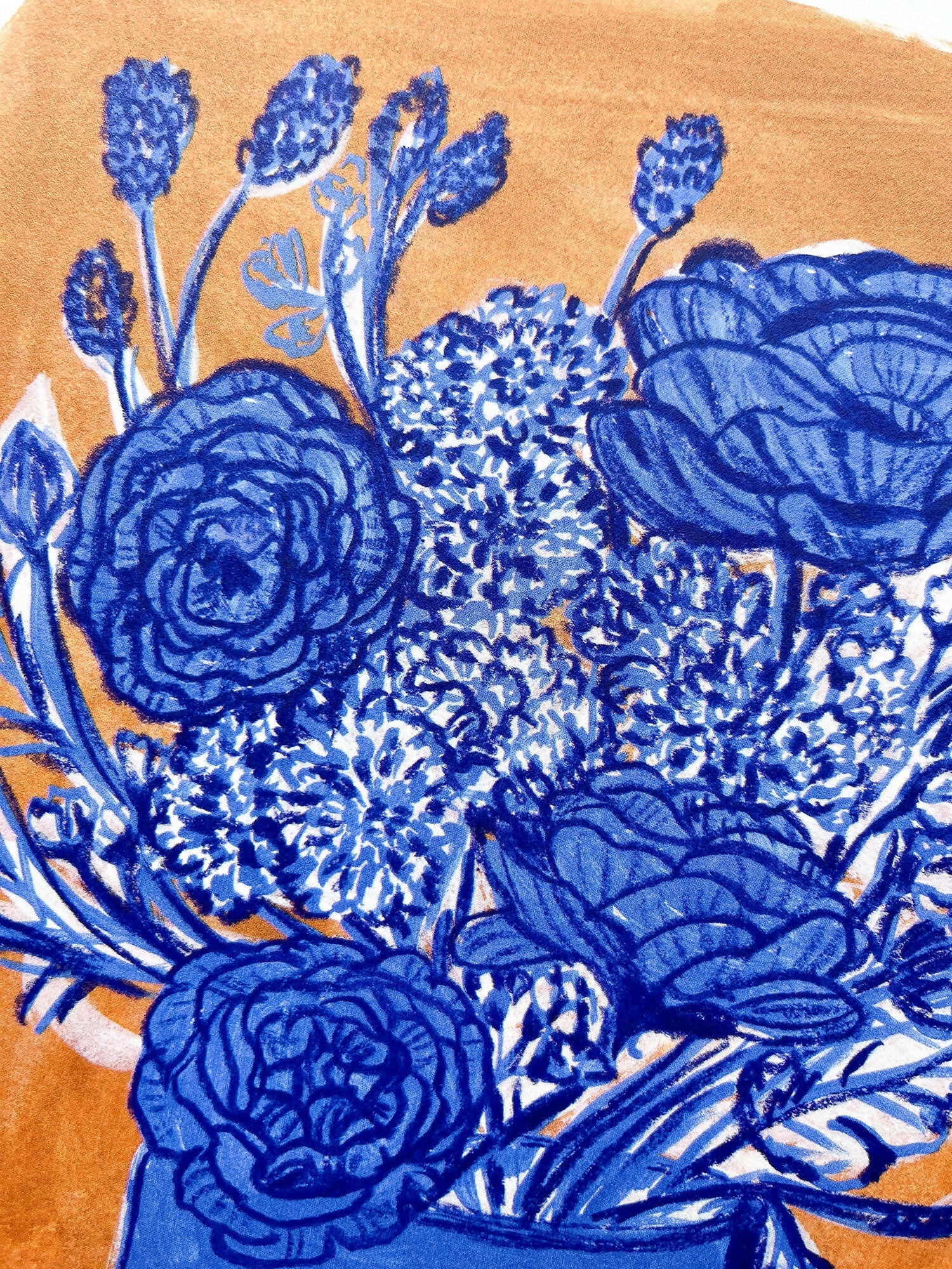 Deep Indigo Ranunculus Indigo Ranunculus Flowers in Vase Fine Art Print - A4 Size