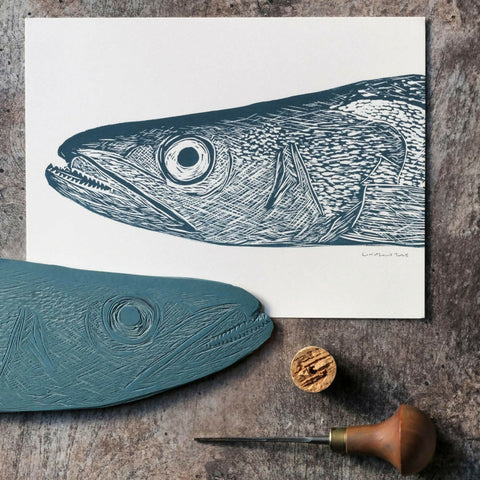 Hake Head Lino Print