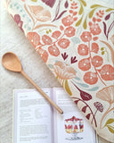 Blooms & Birds Tea Towel - Natural Cotton Linen Blend