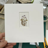 Cyclamen Pot - Original Framed Miniature Botanical Ink Painting