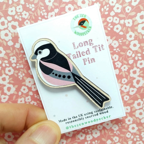 Long Tailed Tit Pin Badge