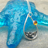 Smaller Silver Coastal Pendant with Amber