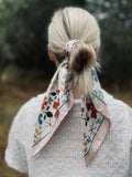 Dawn Meadow Silk Scarf 65cm Silk Twill Hand-Rolled Hem