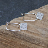 Sterling Silver Textured Square Drop Earrings