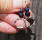 Blue Goldstone Hoop Earrings