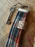 Orange and Blue Plaid - Handwoven British Wool Key Fob