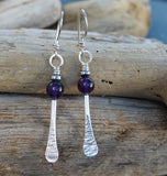 Amethyst forged silver earrings