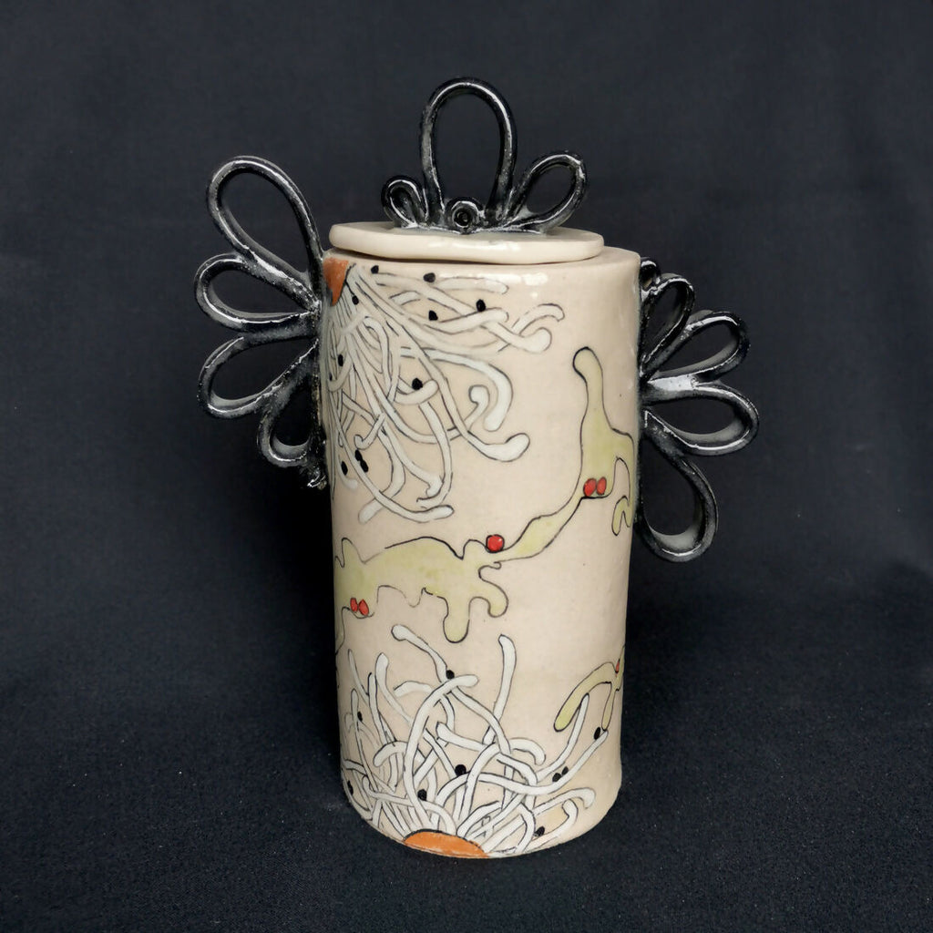 Garden Angel Lidded Jar- handmade ceramic