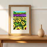 The Sunflowers and the Lavender Vanessa Stone artist & illustrator A4 print