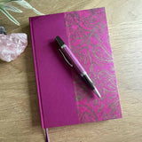 A5 Handbound Journal with plain paper - Fuchsia pink with gold