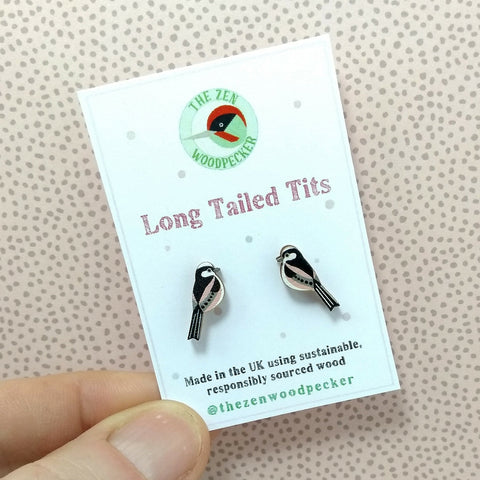 Long Tailed Tit Earrings