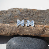 Tiny Silver Bowtie Earring Studs