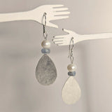 Sterling Silver, Cultured Pearl & Kyanite Earrings 2