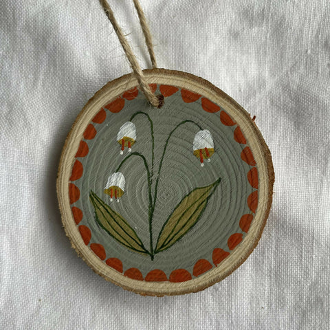 White Flower On Blue - Hanging Decoration