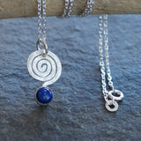 Silver Spiral Lapis Lazuli Pendant Necklace