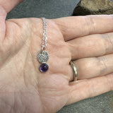 Flower Amethyst Silver Pendant Necklace