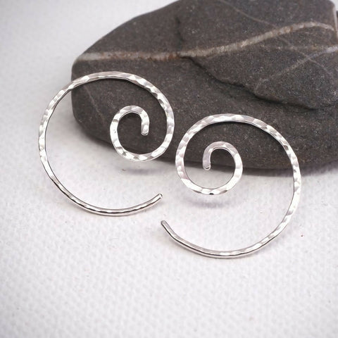 Silver Spiral Hoop Earrings