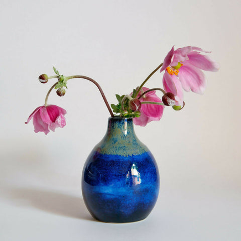 Bud Vase 2 - Ceramic in ocean blue and jasper glazes