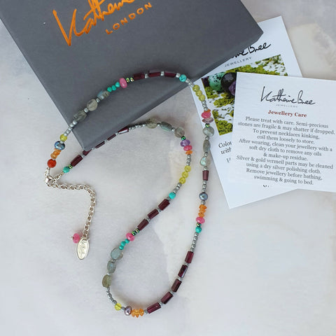 Orchid Necklace - Garnet and Turquoise