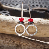 Red Jade Hoop Earrings