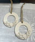 Christmas Decoration, Robin and Holly Leaves - Handmade Ceramic
