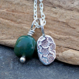 Double Pendant Necklace - Daisies and Green Moss