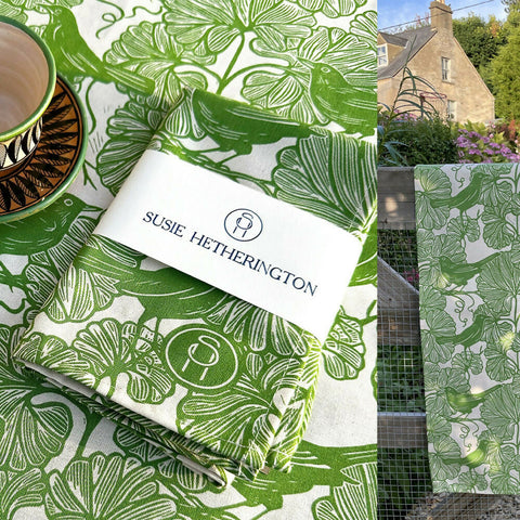 Blackbird and Vine Tea Towel 1
