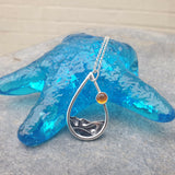 Smaller Silver Coastal Pendant with Amber