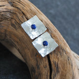Square Lapis Lazuli Silver Stud Earrings