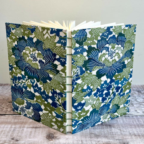 Blue & Green Floral Kimono Silk - Journal