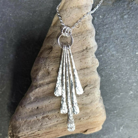 Silver Forged Rod Pendant - 5 Rods