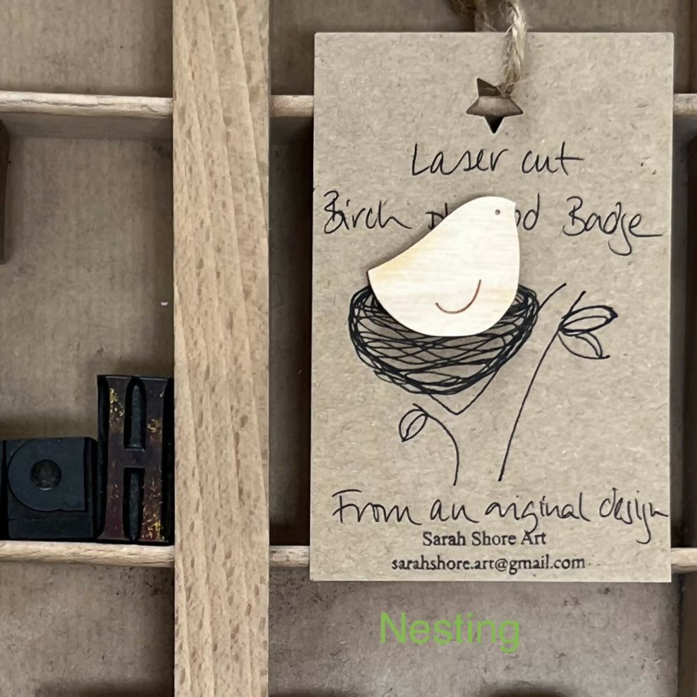 Wooden Bird Badge