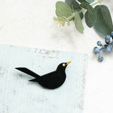 Blackbird - Hand Painted Brooch