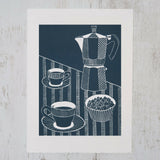 Moka Pot and Espresso Lino Print